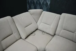 Polipol Ecksofas|Ecksofa Nebraskar Stoff Enoa Fashion Sand 18 Grau mit Manueller Relaxecke