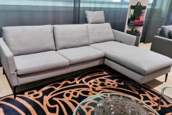 Werther Ecksofas|Ecksofa Nelson Stoff U2288F Hellgrau Metallfüße Schwarz Mit Klappbaren Armlehnen