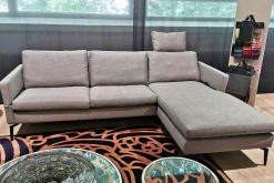 Werther Ecksofas|Ecksofa Nelson Stoff U2288F Hellgrau Metallfüße Schwarz Mit Klappbaren Armlehnen