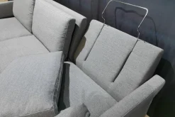 Werther Ecksofas|Ecksofa Nelson Stoff U2288F Hellgrau Metallfüße Schwarz Mit Klappbaren Armlehnen