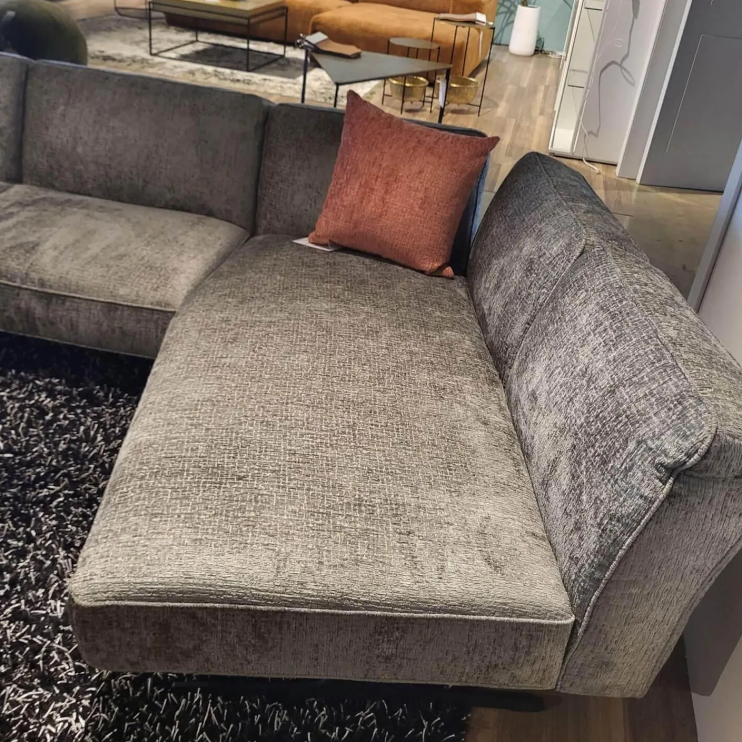 Klier Concept Ecksofas|Ecksofa No 04 Stoff Fusion Thyme PG III Grau Metallfüße Schwarz