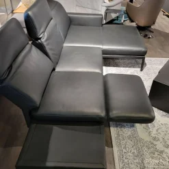 Contur Ecksofas|Ecksofa Noto Leder Schwarz PG L50 Gestell Metall Schwarz Mit Verstellbarer Kopfstütze