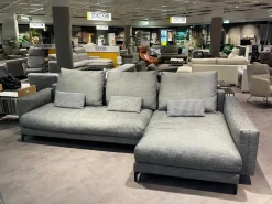 Rolf Benz Ecksofas|Ecksofa Nuvola Stoff 17 100 Dunkel Schwarz Weiß Gemustert Aluminiumgußfuß Lackiert RAL9017 Verkehrsschwarz Schwarz