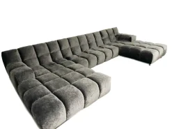 Bretz Wohnlandschaften|Ecksofas|Ecksofa Ocean 7 Stoff 66 2085 Silberschimmer Grau mit 7 Kissen