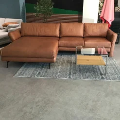 Koinor Ecksofas|Ecksofa Omega 16 Leder D-Tara-Anilin Canyon Braun Füße Metall GH Schwarz