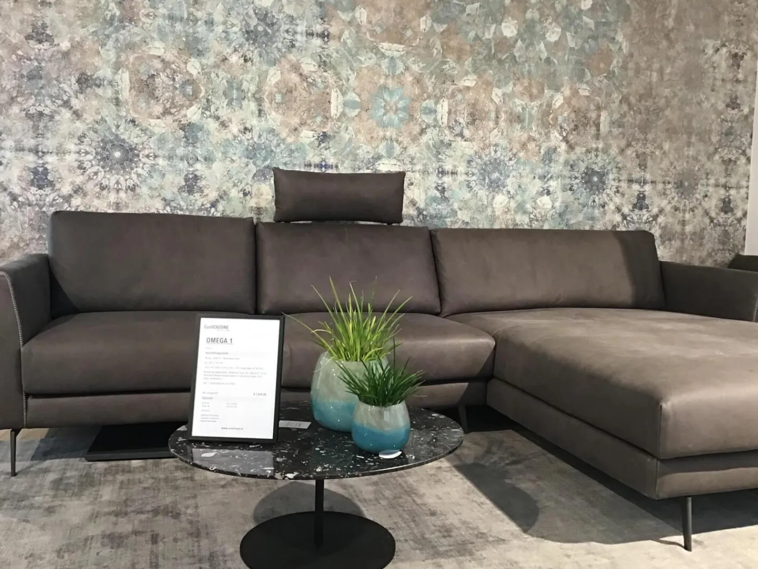 Koinor Ecksofas|Ecksofa Omega Leder C Revolution Dust Braun Winkelfuß Metall Bronze Lackiert Schwarz Inklusive Kopfstütze Und Kissen