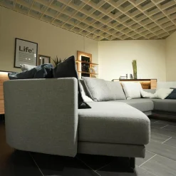 Rolf Benz Wohnlandschaften|Ecksofa Onda Stoff 14 164 Eisengrau Holzfuß Eiche Schwarz Gebeizt Inklusive Kissen