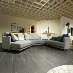 Rolf Benz Wohnlandschaften|Ecksofa Onda Stoff 14 164 Eisengrau Holzfuß Eiche Schwarz Gebeizt Inklusive Kissen