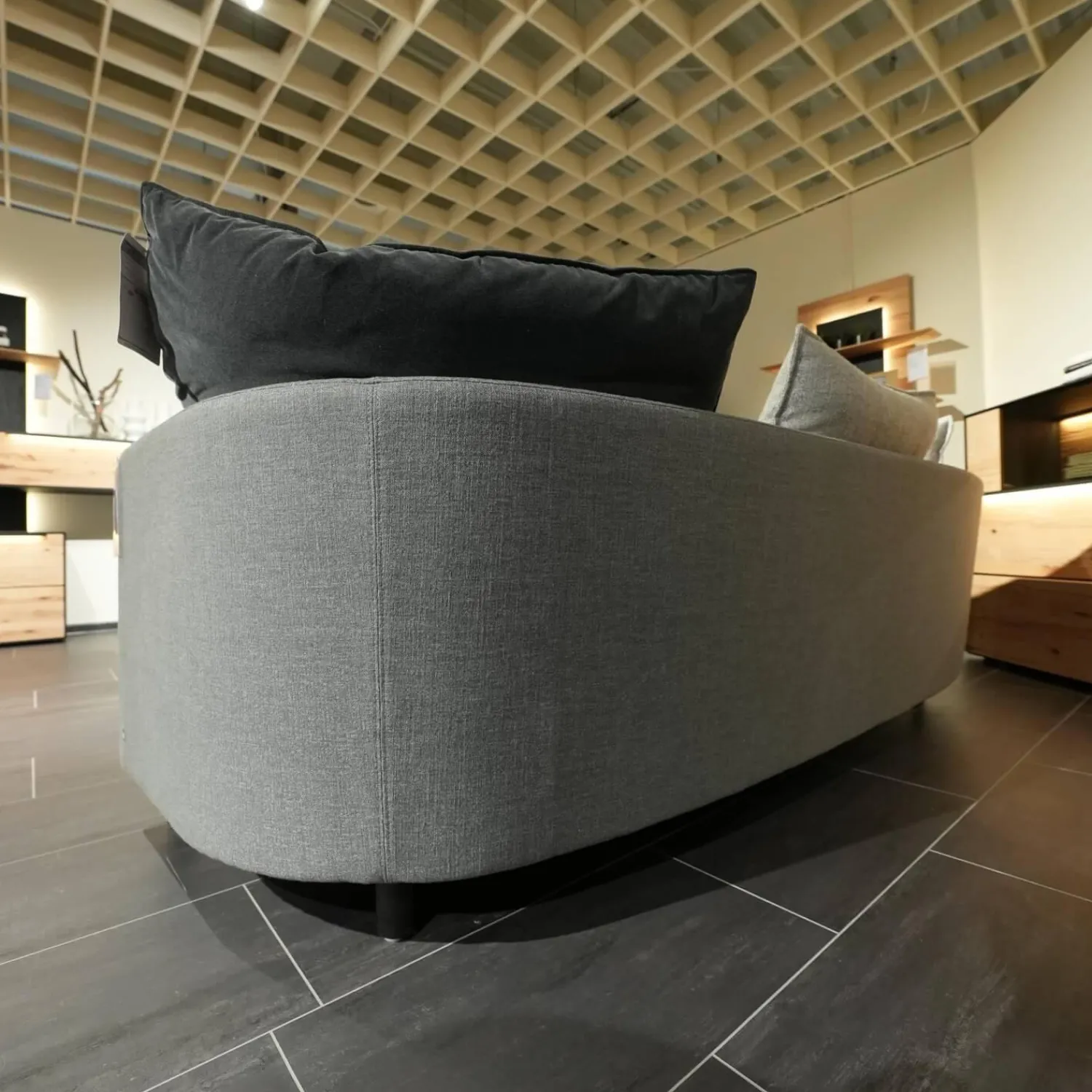 Rolf Benz Wohnlandschaften|Ecksofa Onda Stoff 14 164 Eisengrau Holzfuß Eiche Schwarz Gebeizt Inklusive Kissen