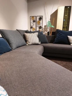 Rolf Benz Ecksofas|Ecksofa Onda Stoff 17.300 Dunkel Schwarz Grau Fuß Massivholz Eiche Schwarz Lackiert Inklusive 9 Bliesen Kissen Und 4 Polsterkissen Ohne Couchtisch