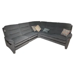 Polipol Ecksofas|Ecksofa OS-PP1132 Bezug Mikrofaser Blau-Grau Füße Metall Mit Motorischer Relaxfunktion