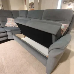 Polipol Ecksofas|Ecksofa OS-PP1132 Bezug Mikrofaser Blau-Grau Füße Metall Mit Motorischer Relaxfunktion