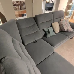 Polipol Ecksofas|Ecksofa OS-PP1132 Bezug Mikrofaser Blau-Grau Füße Metall Mit Motorischer Relaxfunktion