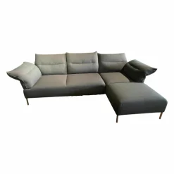 Hay Ecksofas|Ecksofa Pandarine Stoff Fiord 981 Grau Gestell Walnuss Geölt
