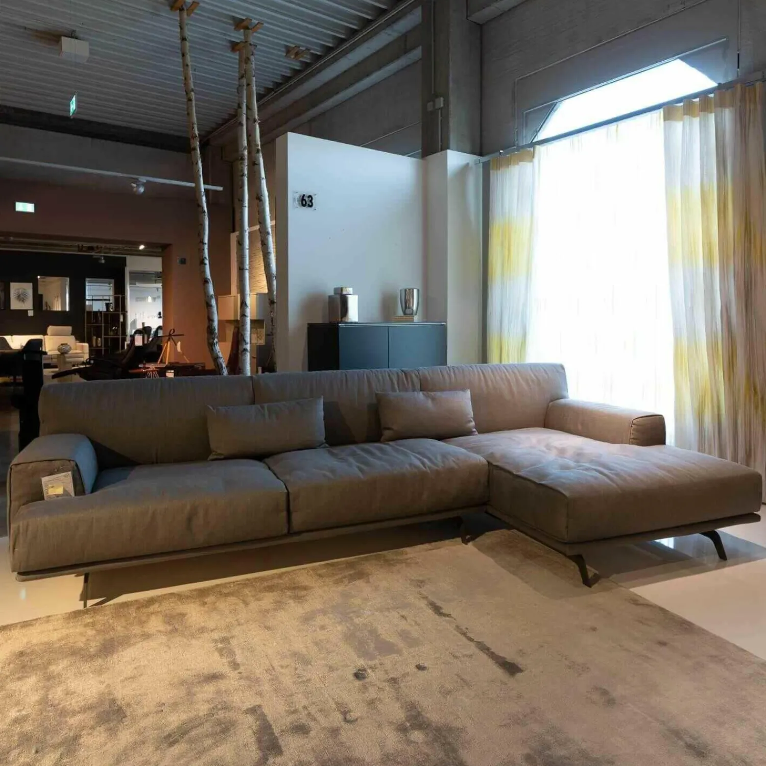 Papadatos Ecksofas|Ecksofa Paolino Stoff Grau PG E Daunenfüllung Husse Abnehmbar