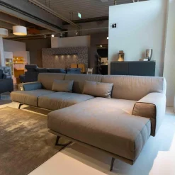 Papadatos Ecksofas|Ecksofa Paolino Stoff Grau PG E Daunenfüllung Husse Abnehmbar