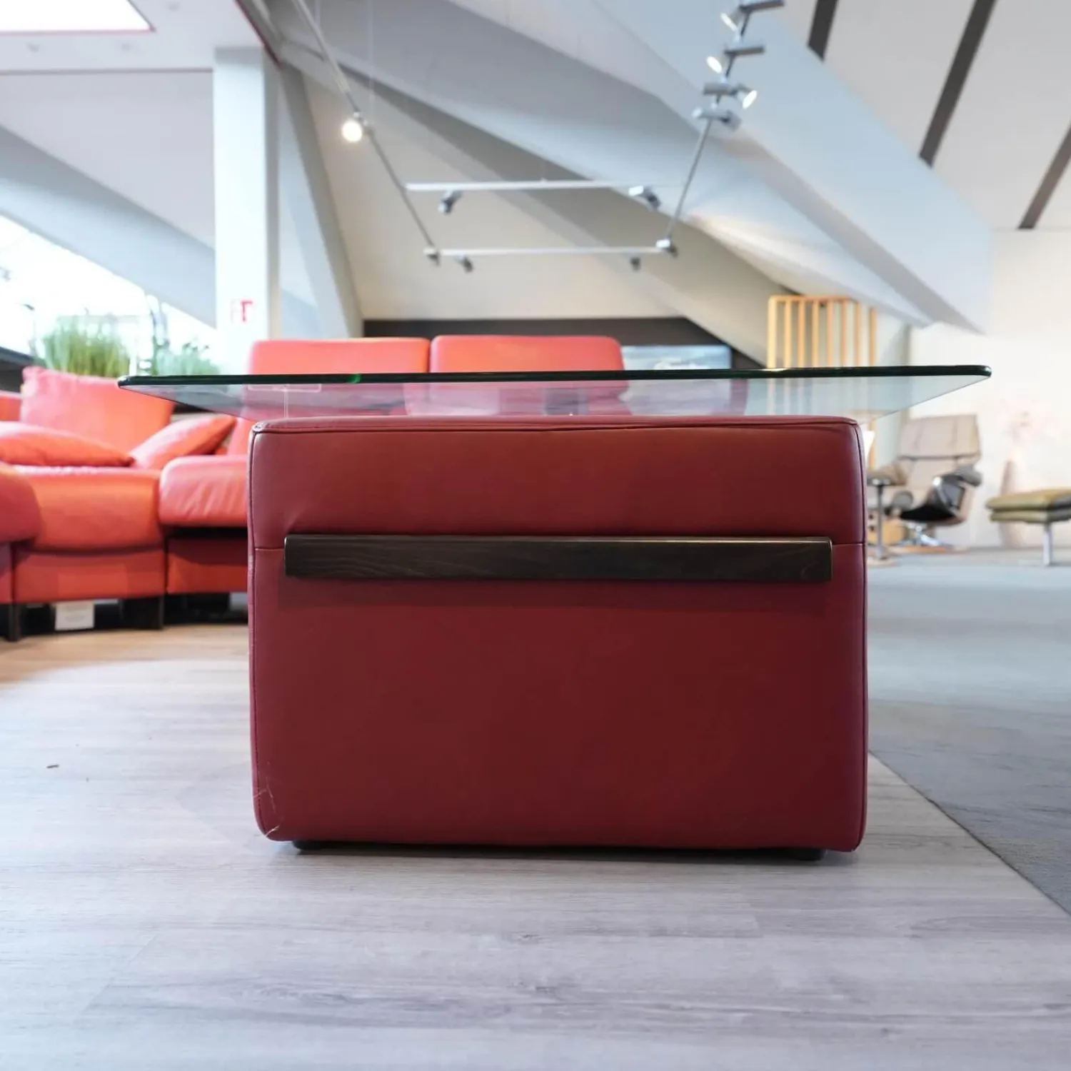 Stressless Ecksofas|Ecksofa Paradies Leder Paloma Cherry Rot Fuß Buche Wenge Schwarz Mit Kissen Und Couchtisch