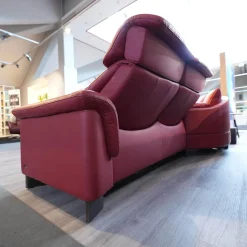 Stressless Ecksofas|Ecksofa Paradies Leder Paloma Cherry Rot Fuß Buche Wenge Schwarz Mit Kissen Und Couchtisch