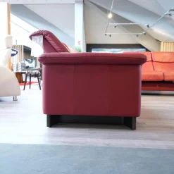 Stressless Ecksofas|Ecksofa Paradies Leder Paloma Cherry Rot Fuß Buche Wenge Schwarz Mit Kissen Und Couchtisch