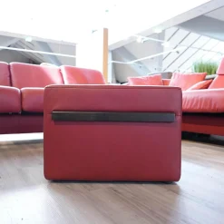 Stressless Ecksofas|Ecksofa Paradies Leder Paloma Cherry Rot Fuß Buche Wenge Schwarz Mit Kissen Und Couchtisch