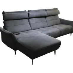Polinova Ecksofas|Ecksofa Patras Leder Aurelia Graphit Grau Füße Aluminium Poliert mit Verstellfunktionen