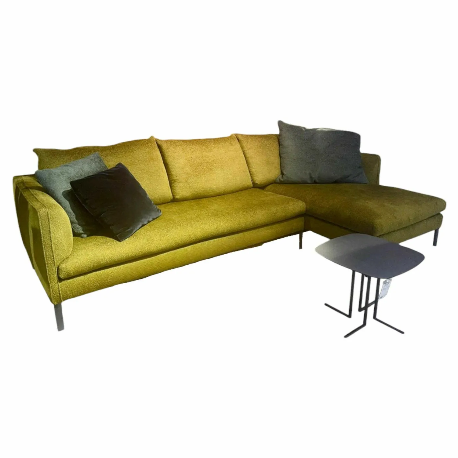 Molteni & C Ecksofas|Ecksofa Paul Stoff Wonder WG 445 Grün Gestell Metall Zinnfarbig Mit Kissen
