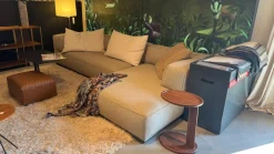 Flexform Ecksofas|Ecksofa Perry Stoff Elettra 202 Grau Keder Gros Grain 142 Grau Braun Füße Silber Inklusive Kissen