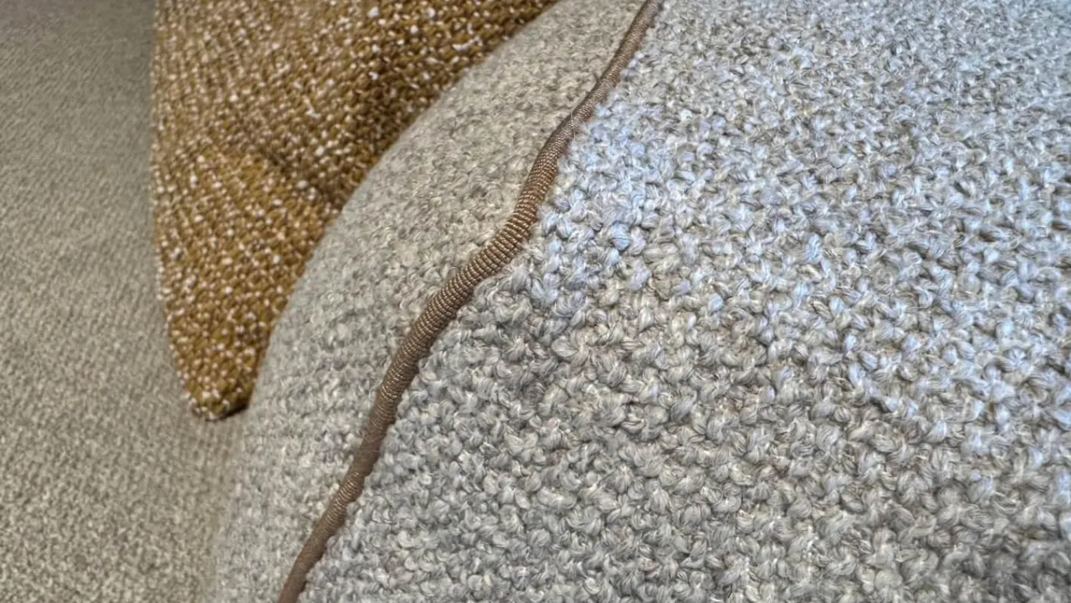 Flexform Ecksofas|Ecksofa Perry Stoff Elettra 202 Grau Keder Gros Grain 142 Grau Braun Füße Silber Inklusive Kissen