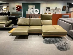 Koinor Ecksofas|Ecksofa Phoenix Leder B Toro Cactus Grün Plateau Wildeiche Furniert Gestell Aluminium Schwertkufe