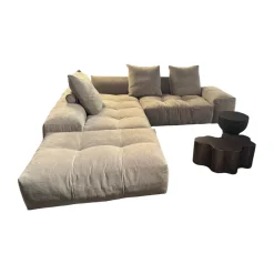 Saba Wohnlandschaften|Ecksofa Pixel Stoff 20 Lusso Grün Grau Inklusive Hocker