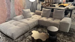 Saba Wohnlandschaften|Ecksofa Pixel Stoff 20 Lusso Grün Grau Inklusive Hocker