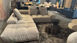 Saba Wohnlandschaften|Ecksofa Pixel Stoff 20 Lusso Grün Grau Inklusive Hocker