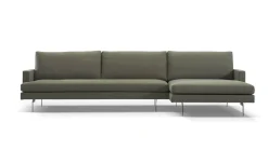 Sophisticated Living Ecksofas|Ecksofa Plateia Bezug Stoff Rima 22 Dunkelgrau Stahlfuß Schwarz Lackiert