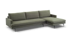 Sophisticated Living Ecksofas|Ecksofa Plateia Bezug Stoff Rima 22 Dunkelgrau Stahlfuß Schwarz Lackiert