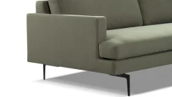 Sophisticated Living Ecksofas|Ecksofa Plateia Bezug Stoff Rima 22 Dunkelgrau Stahlfuß Schwarz Lackiert