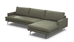 Sophisticated Living Ecksofas|Ecksofa Plateia Bezug Stoff Rima 22 Dunkelgrau Stahlfuß Schwarz Lackiert
