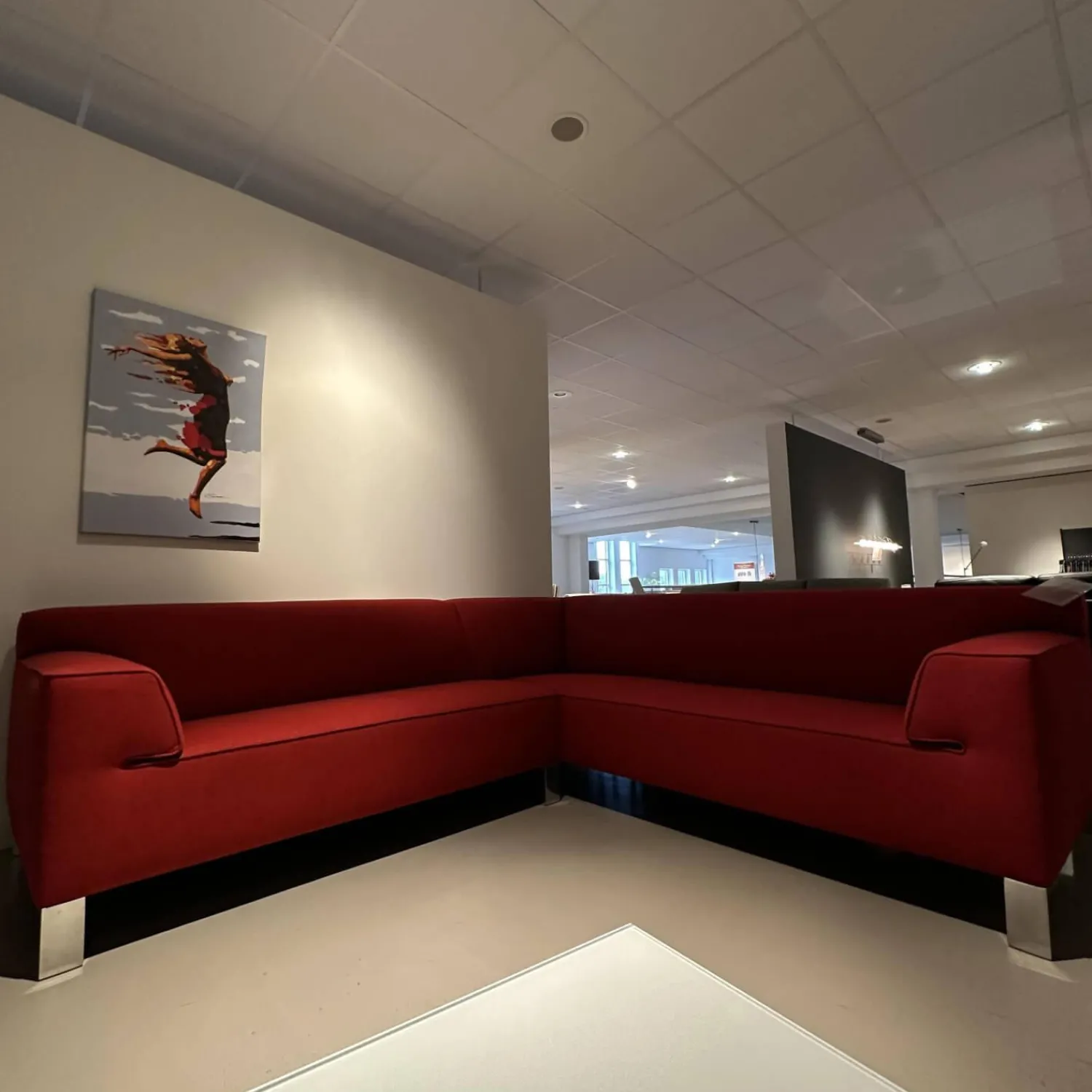Leolux Ecksofas|Ecksofa Pode Insert Stoff Tonica 611 Rot Füße Aluminium Chrom