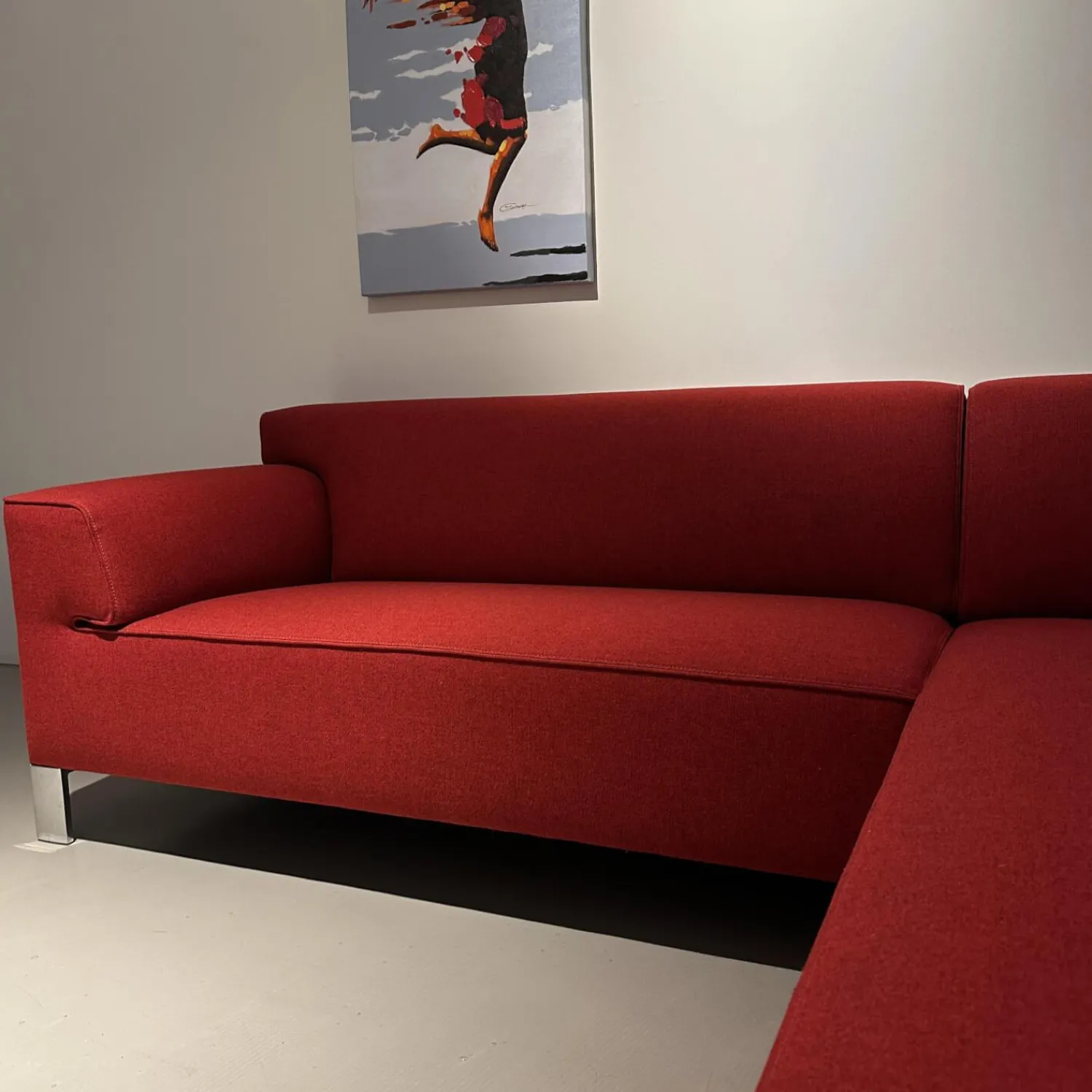 Leolux Ecksofas|Ecksofa Pode Insert Stoff Tonica 611 Rot Füße Aluminium Chrom