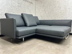 Walter Knoll Ecksofas|Ecksofa Prime Time 490 10 Leder Miami Schwarz Gestell Aluminium Hochglanz Poliert Inklusive Kissen mit der legendären Schwenkfunktion
