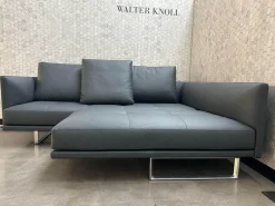 Walter Knoll Ecksofas|Ecksofa Prime Time 490 10 Leder Miami Schwarz Gestell Aluminium Hochglanz Poliert Inklusive Kissen mit der legendären Schwenkfunktion