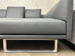 Walter Knoll Ecksofas|Ecksofa Prime Time 490 10 Leder Miami Schwarz Gestell Aluminium Hochglanz Poliert Inklusive Kissen mit der legendären Schwenkfunktion