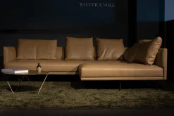 Walter Knoll Ecksofas|Ecksofa Prime Time Bezug Leder Elen Steingrau 1227 Struktur Bronze Matt Lackiert