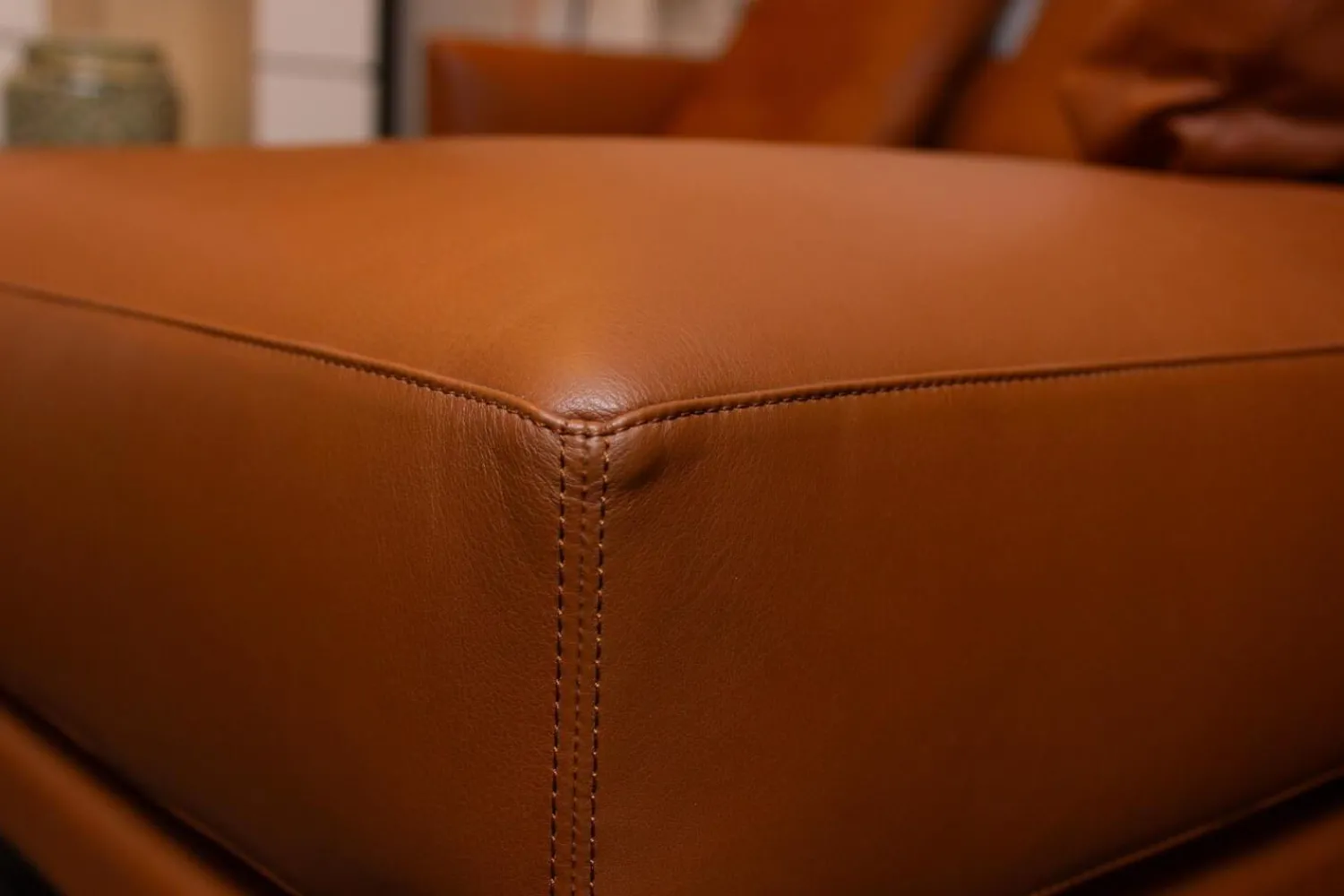 Walter Knoll Ecksofas|Ecksofa Prime Time Leder Elen Loam 126 Braun mit 3 Kissen und 1 Nackenrolle