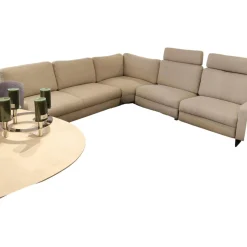 Accente Ecksofas|Ecksofa Radioso 290BB290 Stoff Wembley Angora Beige Füße Stahl Black 01 Schwarz Lackiert Mit Nackenstütze