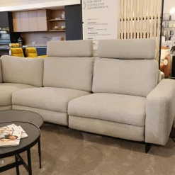 Accente Ecksofas|Ecksofa Radioso 290BB290 Stoff Wembley Angora Beige Füße Stahl Black 01 Schwarz Lackiert Mit Nackenstütze