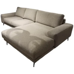 Natura Ecksofas|Ecksofa Redington Stoff Toffee PG D Beige Grau Metallfuß Schwarz Mit Losen Rückenkissen Mit Inlett