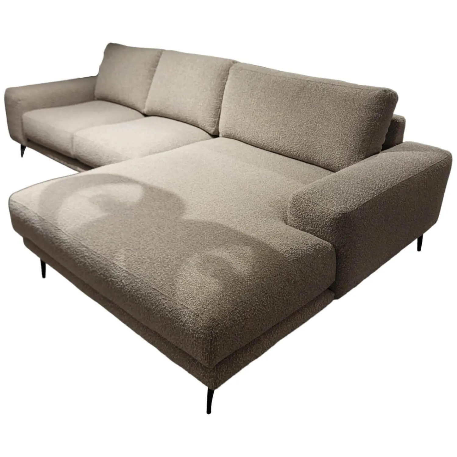 Natura Ecksofas|Ecksofa Redington Stoff Toffee PG D Beige Grau Metallfuß Schwarz Mit Losen Rückenkissen Mit Inlett