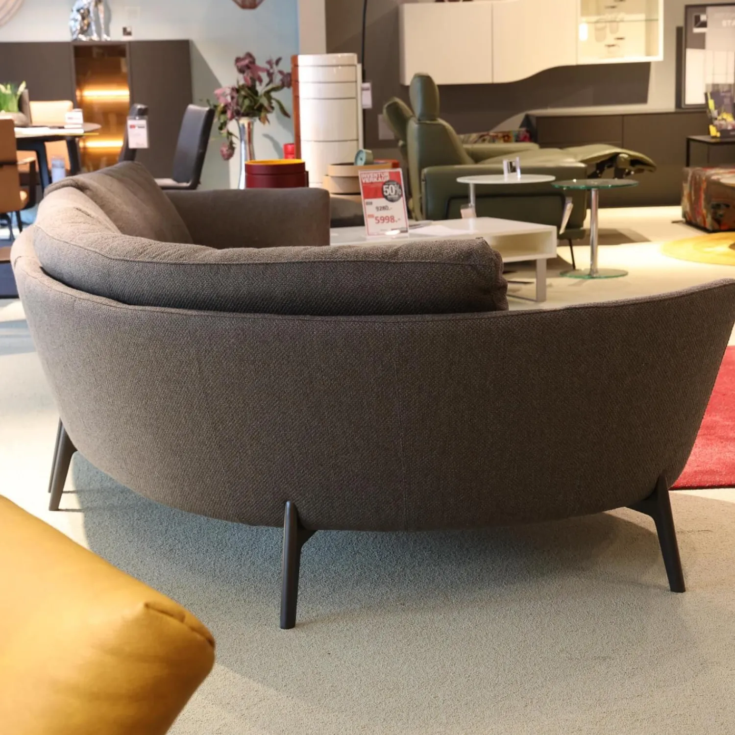 Leolux Ecksofas|Ecksofa Rego Bezug Stoff Apollo 26986 Pluto Grau Füße Epoxy 450231 E2200 Nuit Silk