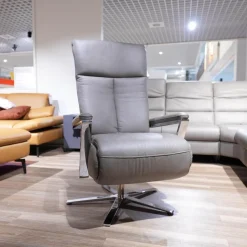 Steinpol Polstergruppen|Ecksofa Relaxa 5 5 Leder Evita Smoke Grau Fuß Alusäulen Inklusive Drehsessel Komfort 3.0