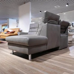 Steinpol Polstergruppen|Ecksofa Relaxa 5 5 Leder Evita Smoke Grau Fuß Alusäulen Inklusive Drehsessel Komfort 3.0
